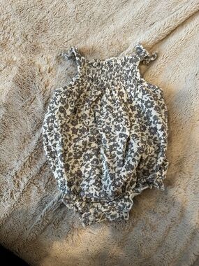 Quincy Mae Cream Romper with light Purple Floral Print